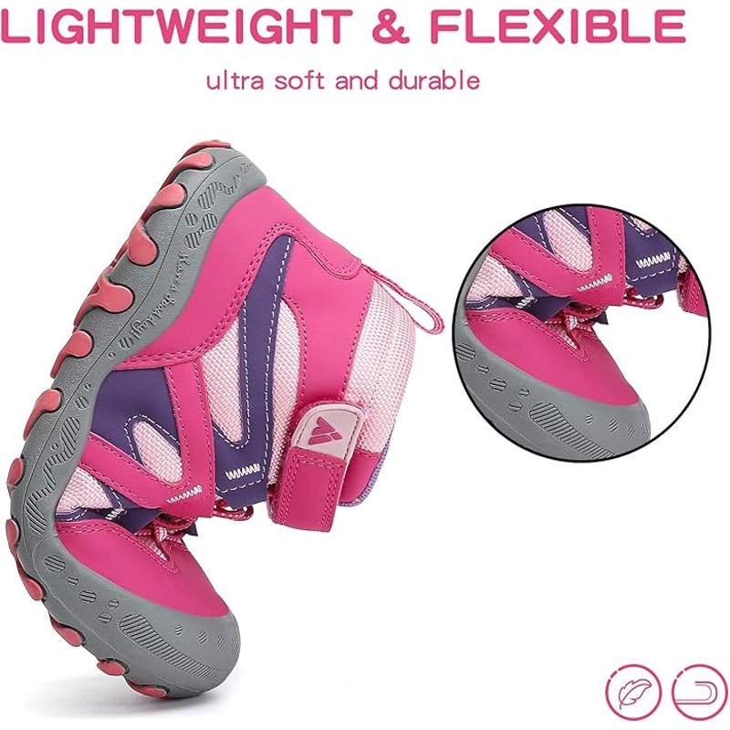 Mishansha Girls Size 11 Pink Gray Hiking Waterproof Breathable Ankle Sneakers
