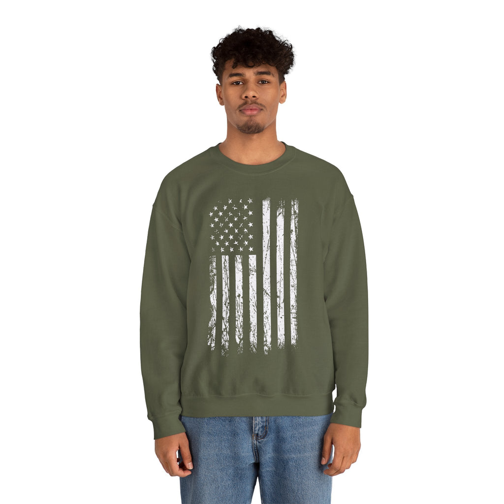American Grunge Flag Crewneck Sweatshirt
