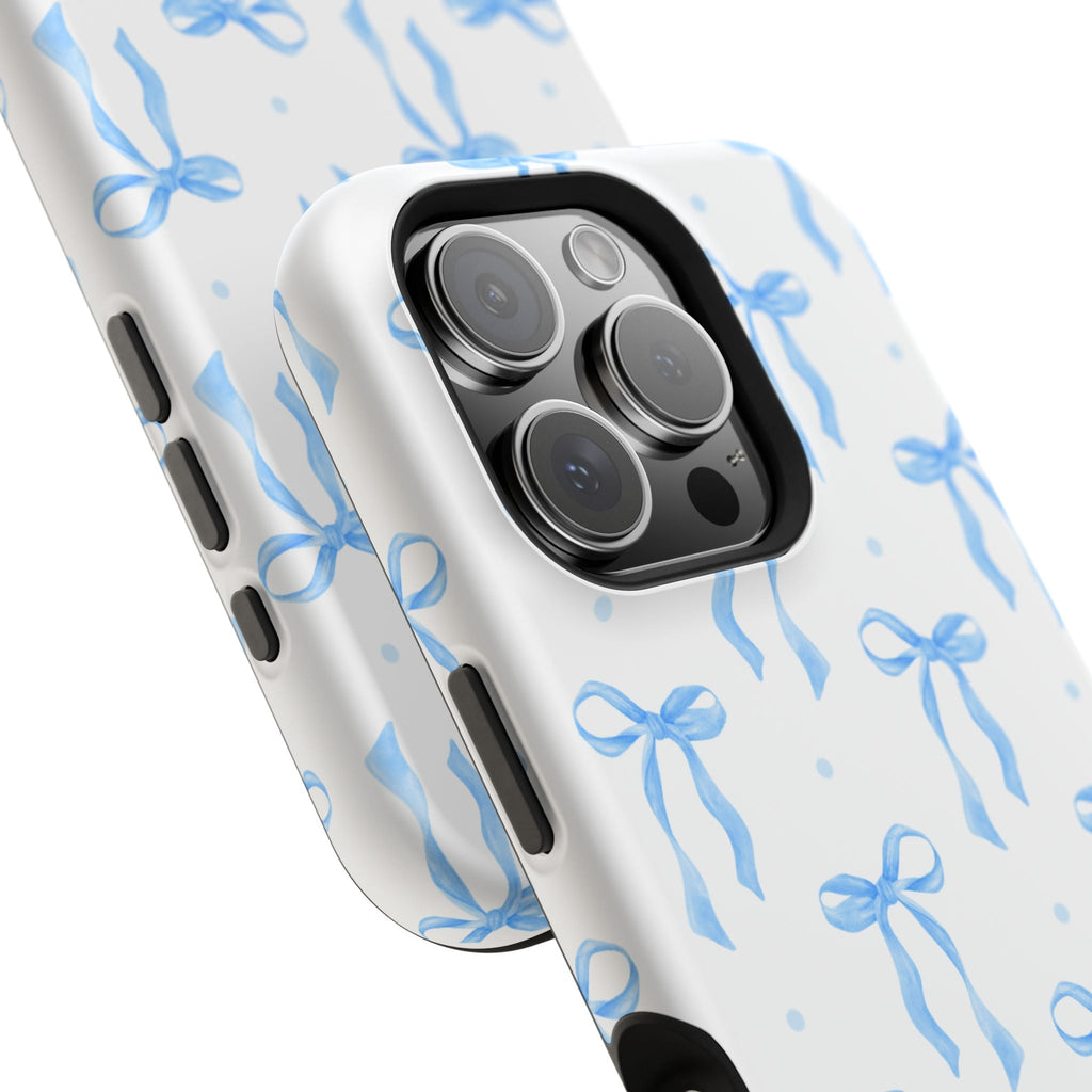 Customizable: Chic Blue Coquette Bow Impact-Resistant Phone Case