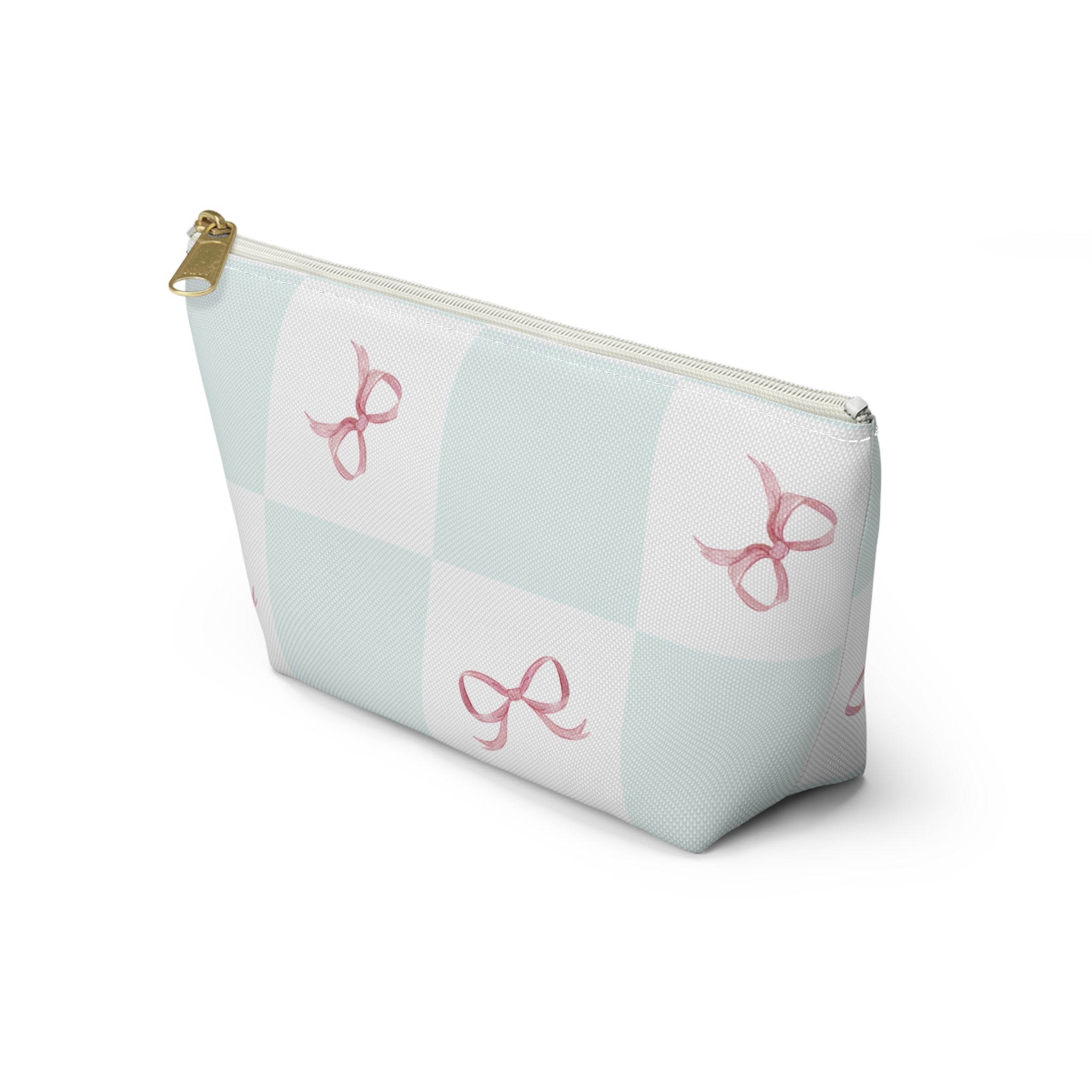 Customizable: Charming Ribbon Accessory Pouch, Makeup Bag, Gift for Her, T-bottom Style, Cute Storage, Birthday Present, Bridesmaid Gift