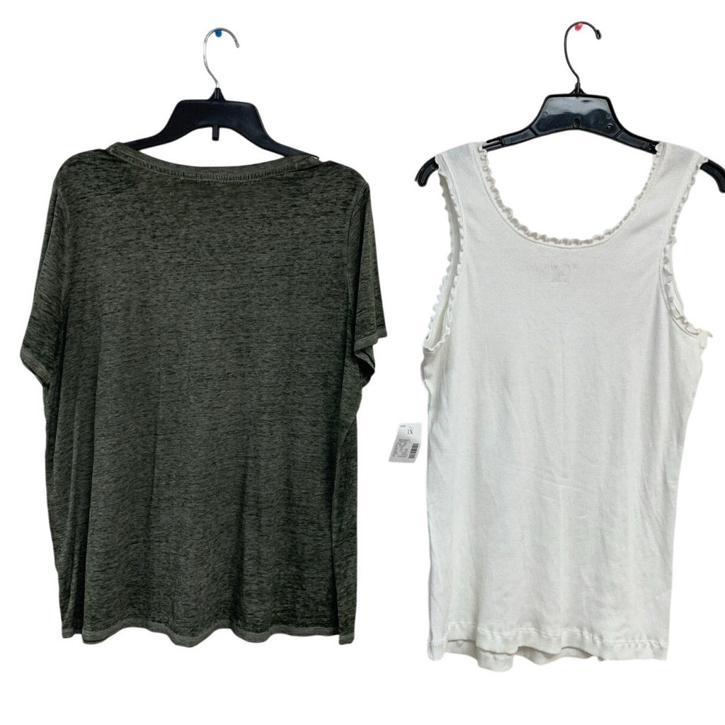 2 Cato Fashion Bug Womens 1X 18/20W Ribbed Tank Top Faith Short Sleeve Tee Shirt