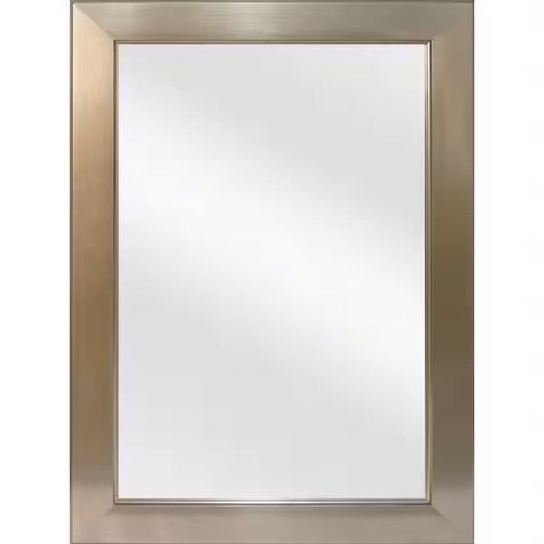Open Box Glacier Bay 24 in. W x 35 in. H Rectangular PS Framed Wall Bathroom Vanity Mirror in Brushed Nickel (Screws Not Included)