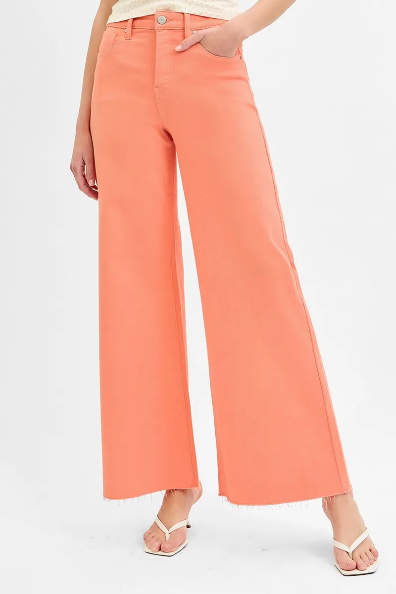 Full Size Tummy Control High Rise Wide Leg Palazzo Jeans Plus Size