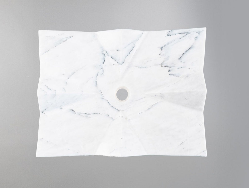 Luxury Marble Vessel Sink – Modern Geometric Stone Bathroom Basin, Hand-Carved Vanity Bowl 21.6"x17.7"x5.5" (55x45x14 cm)