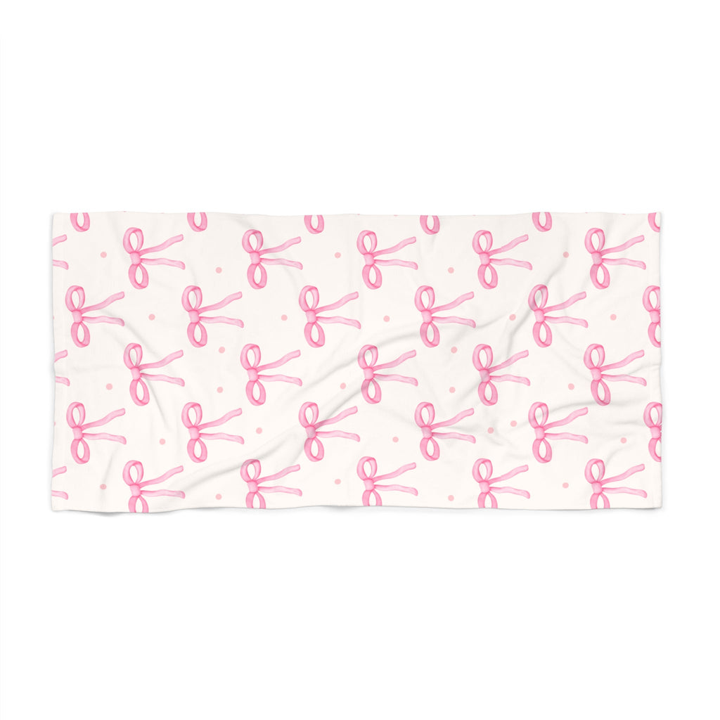 Customizable: Cute Pink Bow Beach Towel, Summer Towel, Pool Accessory, Gift for Her, Beach Accessories, Vacation Essentials