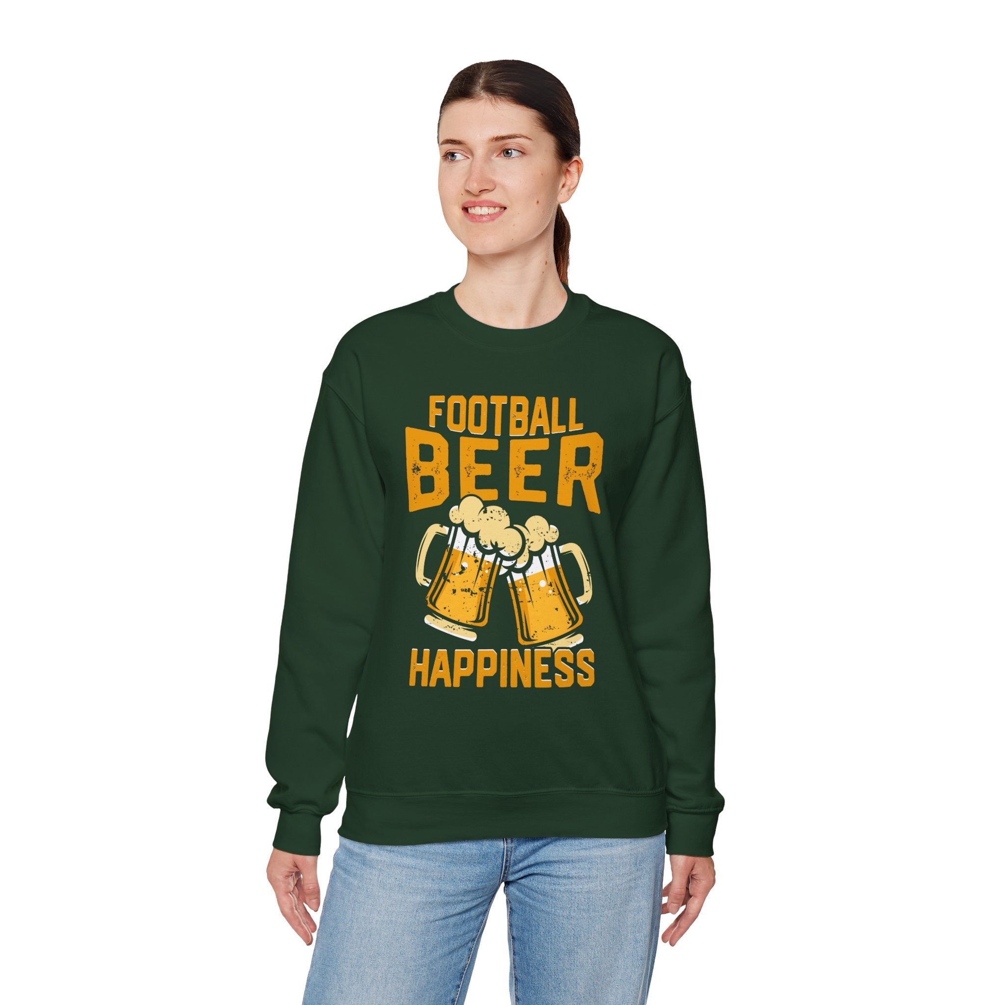 Football Beer and Happiness Crewneck Sweatshirt