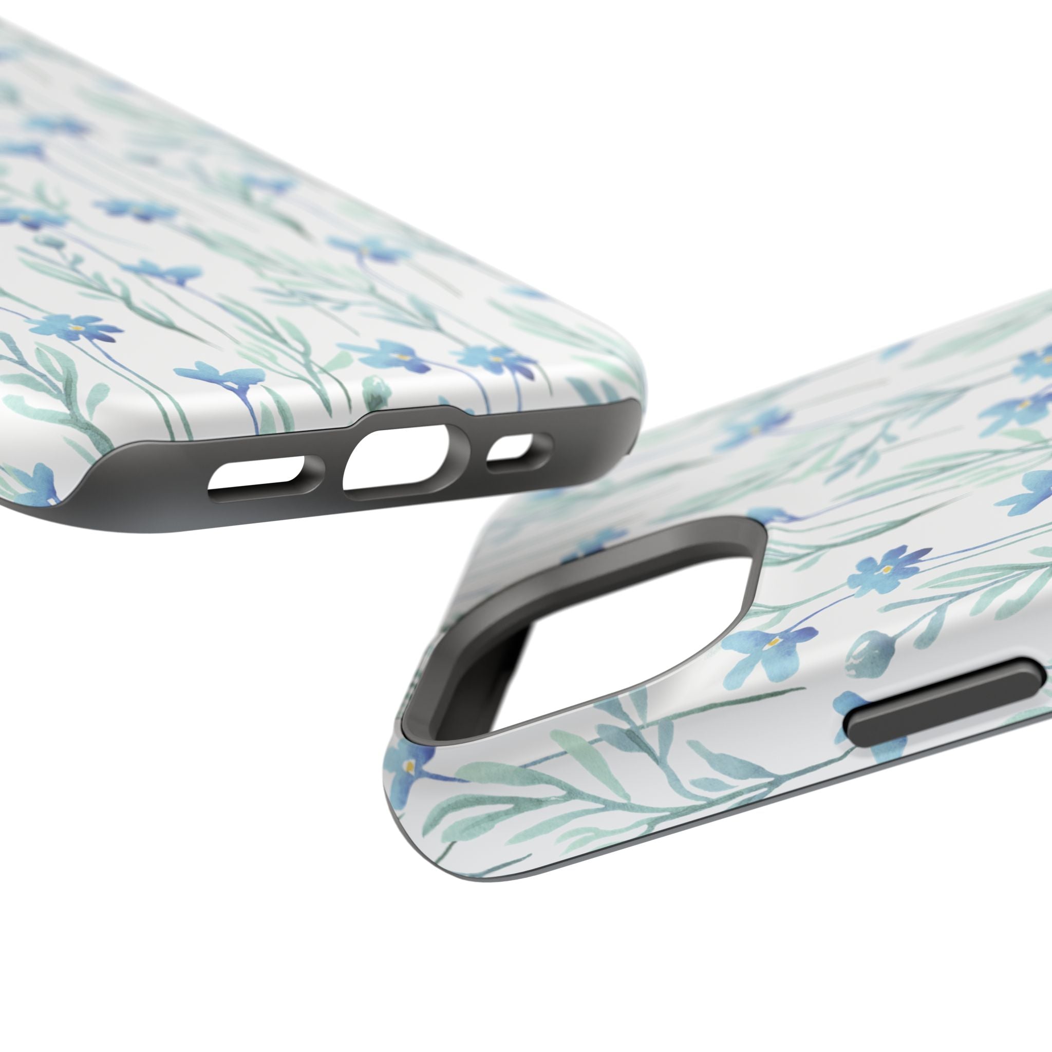 Customizable: Blue Floral Impact-Resistant Phone Case