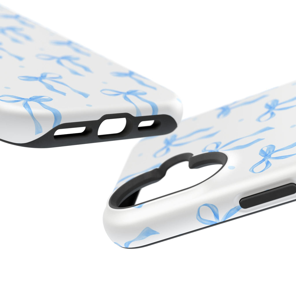 Customizable: Chic Blue Coquette Bow Impact-Resistant Phone Case