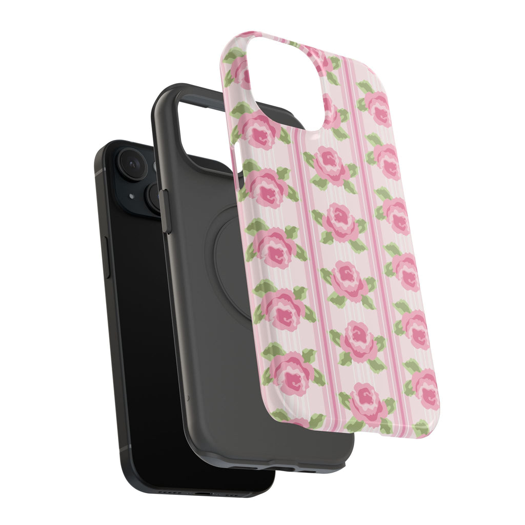 Customizable: Floral Impact-Resistant Phone Case, Pink Rose Pattern