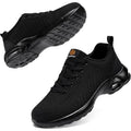 New DYKHMILY Womens Size 9W Wide Black Mesh Steel Toe Lace Up Safety Work Shoes