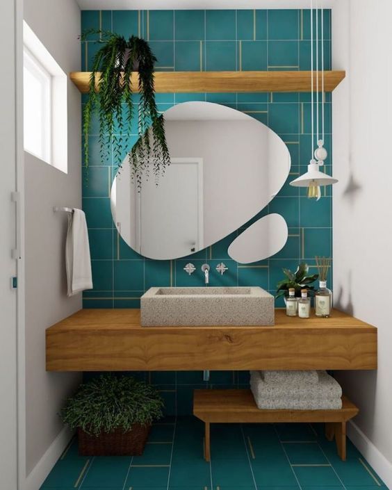 Modern Wavy Mirror Set – Asymmetrical Wall Mirror Duo, Irregular Organic Shape Bathroom Mirror Decor