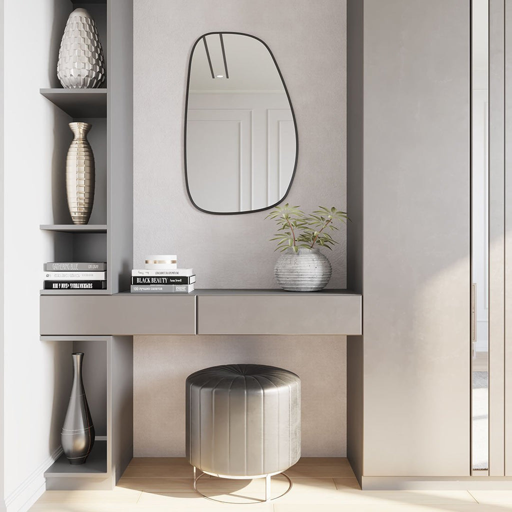 Irregular Wall Mirror – Modern Organic Mirror with Black Frame