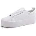 New Jabasic Womens Size 8 White Faux Leather Lace Up Platform Sneaker Shoes