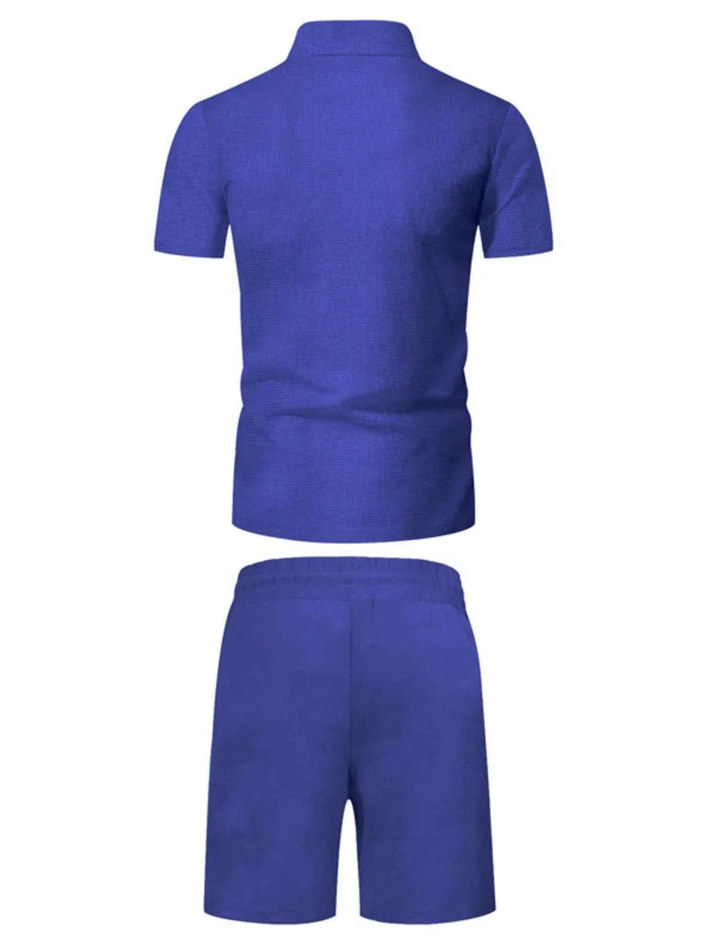 Men's Plus Size Zip Up Short Sleeve Top and Shorts Set