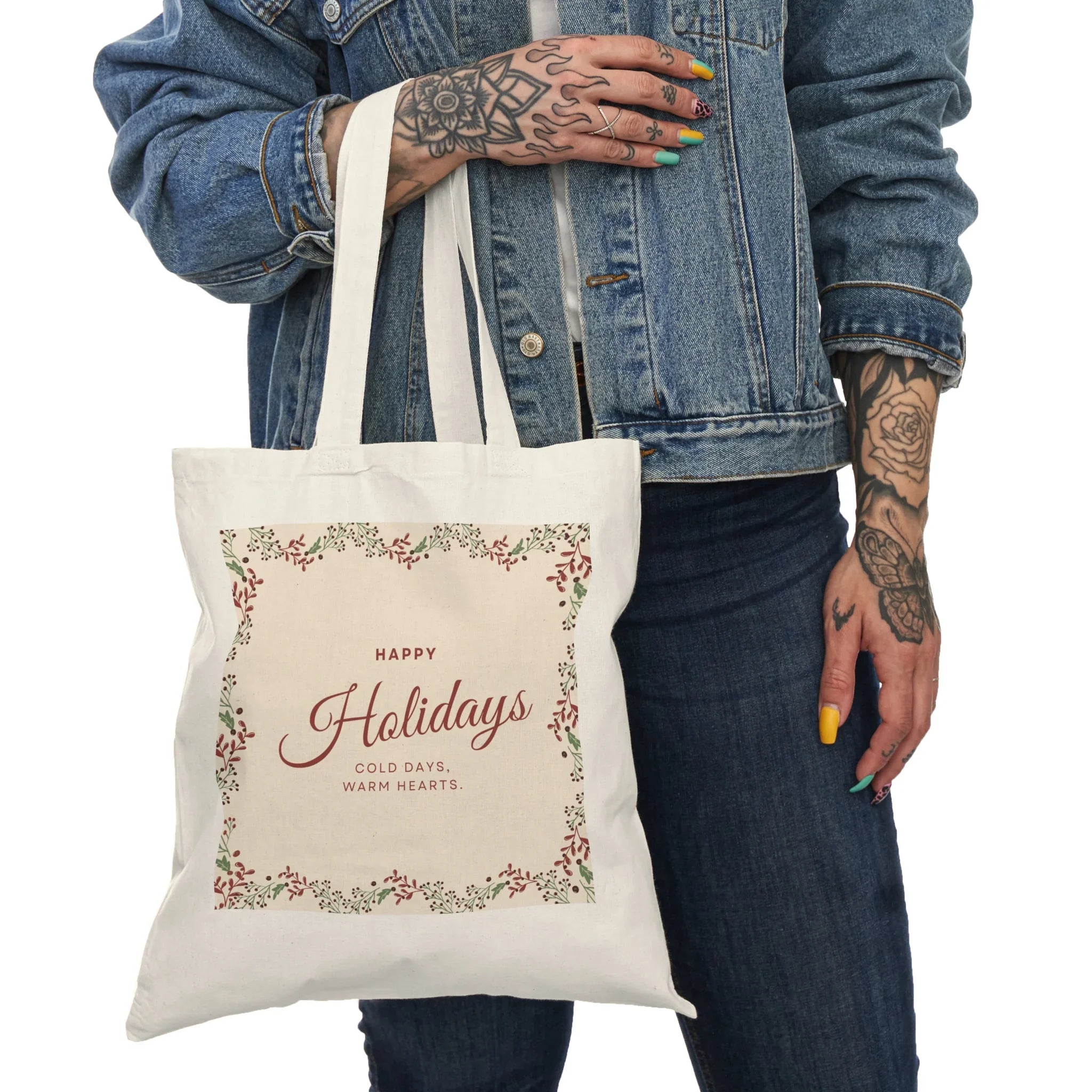 Happy Holidays Natural Tote Bag