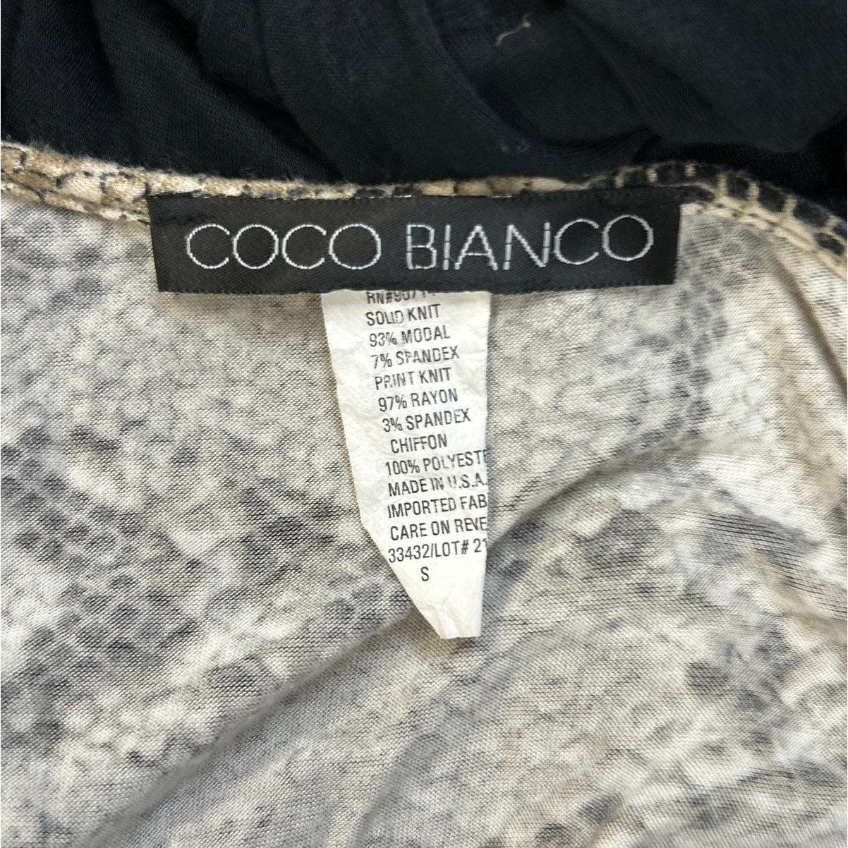 Coco Bianco Womens Small Modal Spandex Long Sleeve Scoop Neck Hi Low Blouse