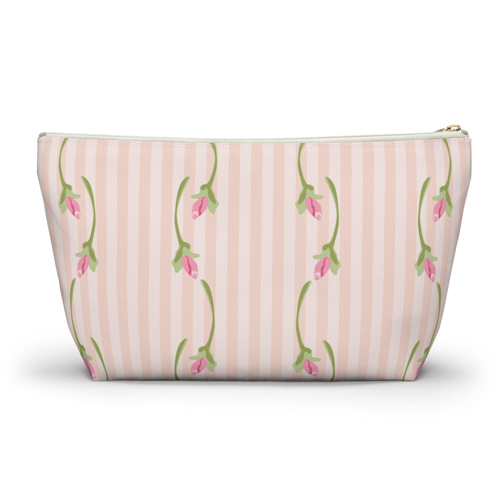 Customizable: Floral Accessory Pouch with T-bottom