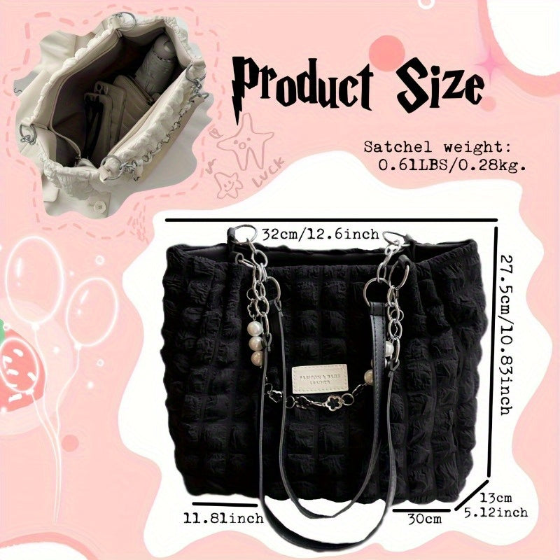Elegant Women's Structured Pleated Bubble Shoulder Bag