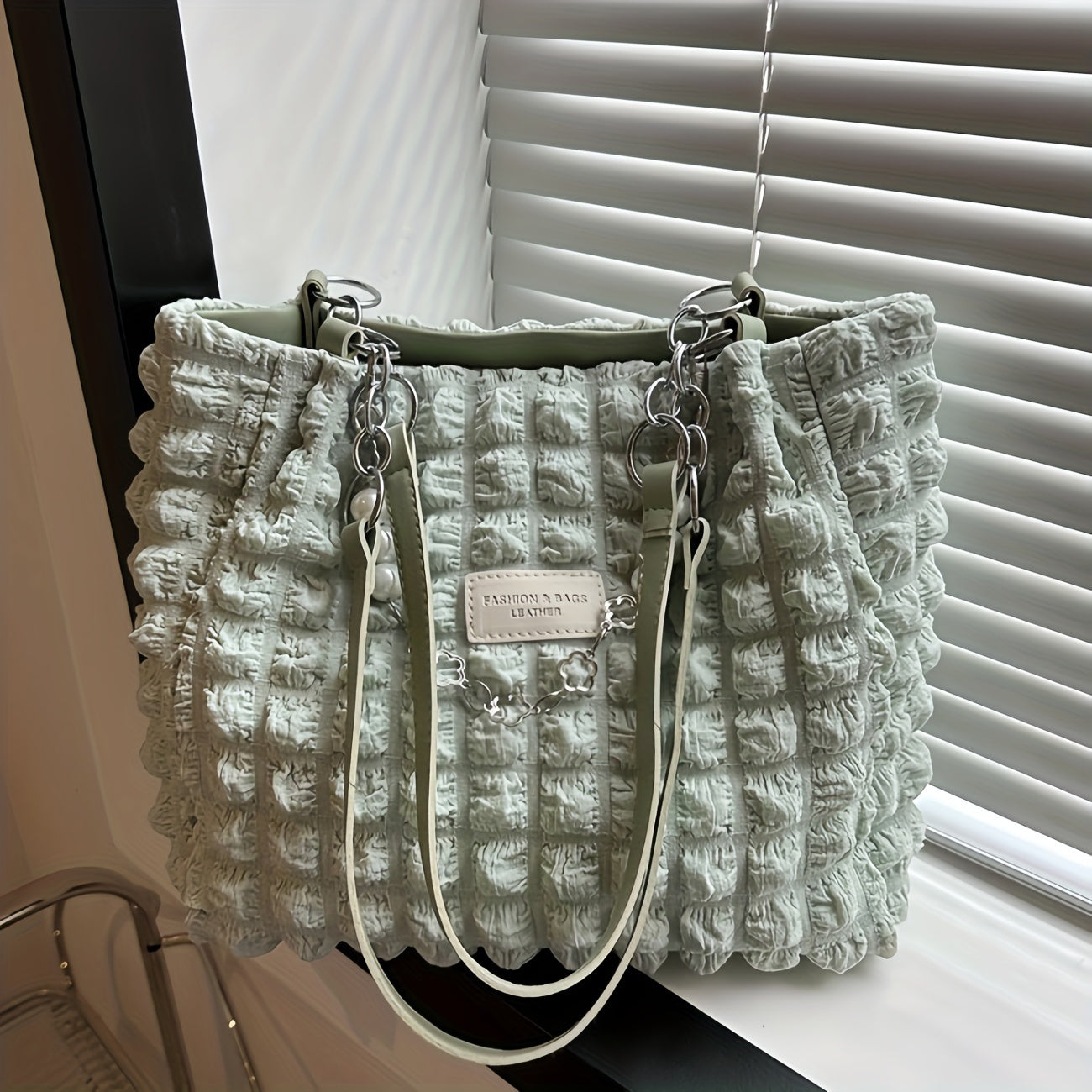 ] Elegant Women's Structured Pleated Bubble Shoulder Bag