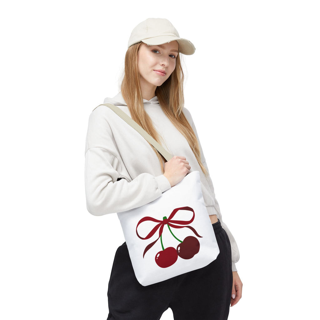 Customizable: Cherry Bow Tote Bag, Cute Carry-All for Everyday, Gift for Her, Eco-Friendly Shopping Bag, Perfect for Summer Outings
