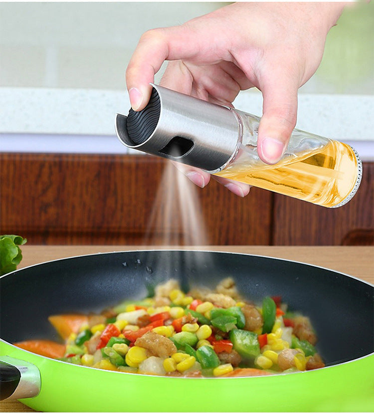 BBQ Oil Spray Bottle – Healthy Cooking Olive Oil & Vinegar Sprayer, Leakproof Glass Pump Dispenser for Kitchen & Grill