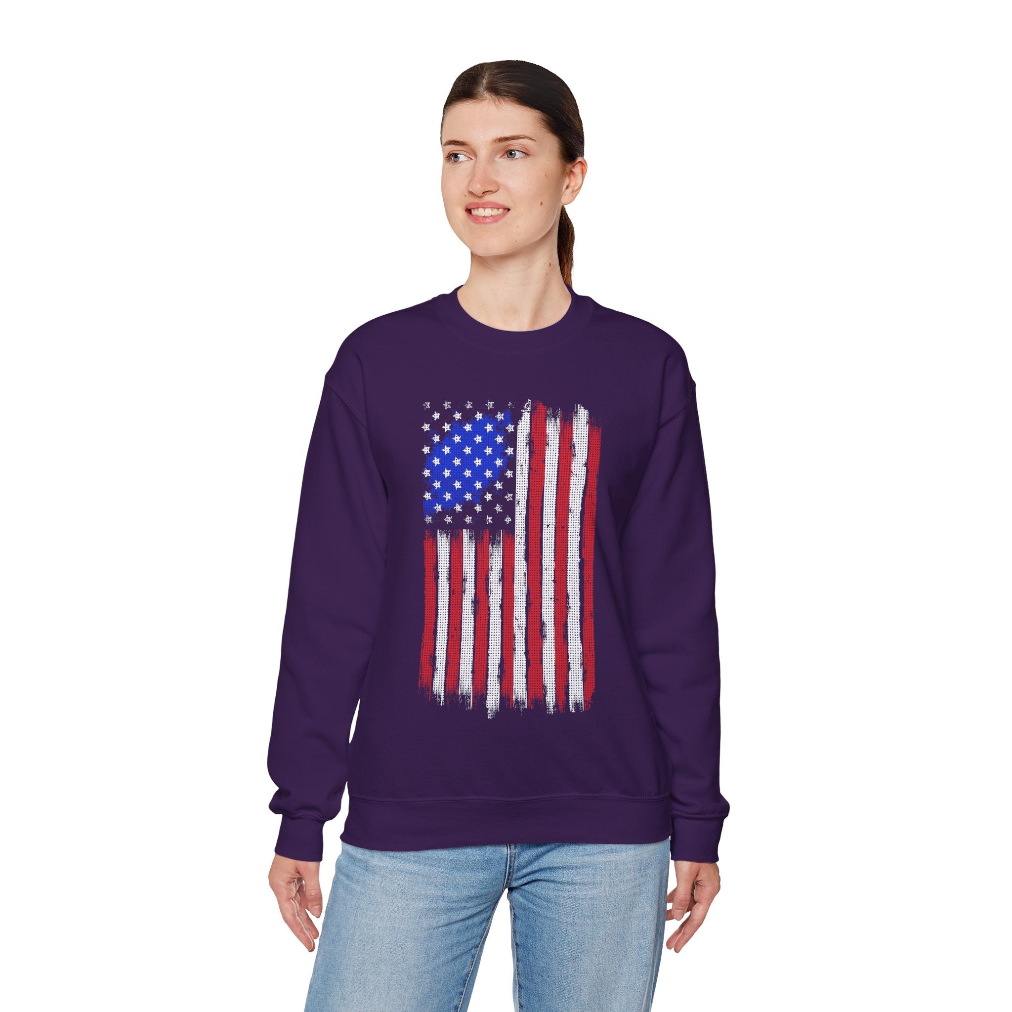 Tattered American Flag Crewneck Sweatshirt