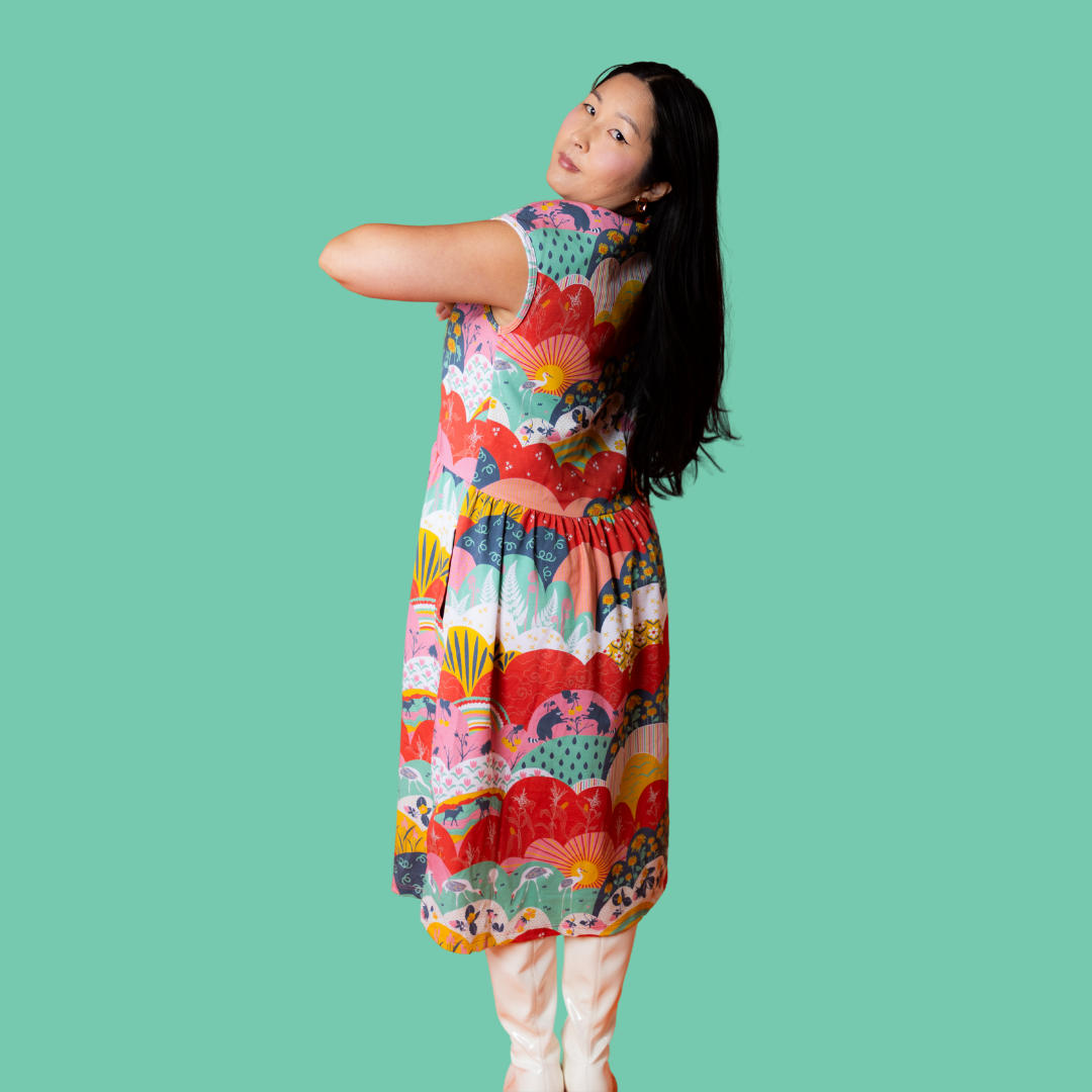 Knit Midi Dress in Mint & Strawberry Meadow