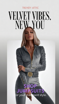 Velvet Jumpsuit with Zipper Belt