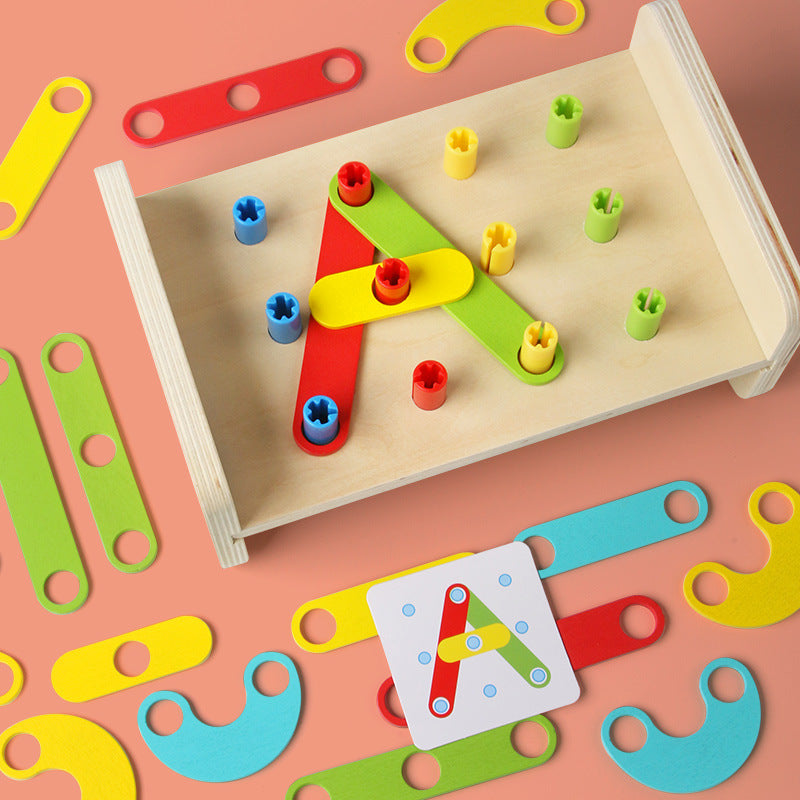 Christmas toy gift 2-in-1 pile driving platform children's puzzle color certification matching fun and creative versatile set of column puzzle toys
