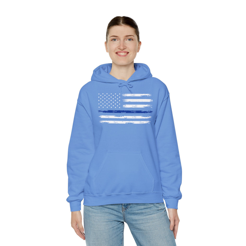 Thin Blue Line American Flag Hooded Sweatshirt
