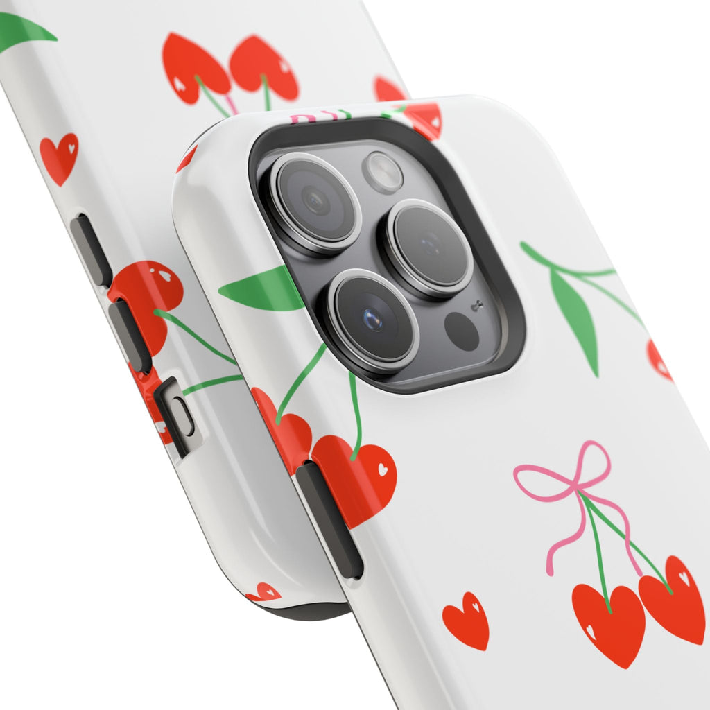 Customizable: Cherry Heart Impact-Resistant Phone Case