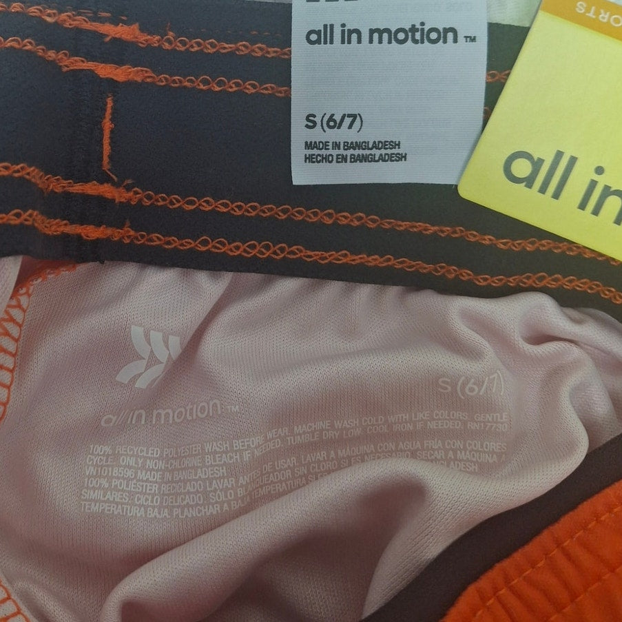 Lot of 2 New All in Motion Boys Small Elastic Drawstring Waist Long Sport Shorts
