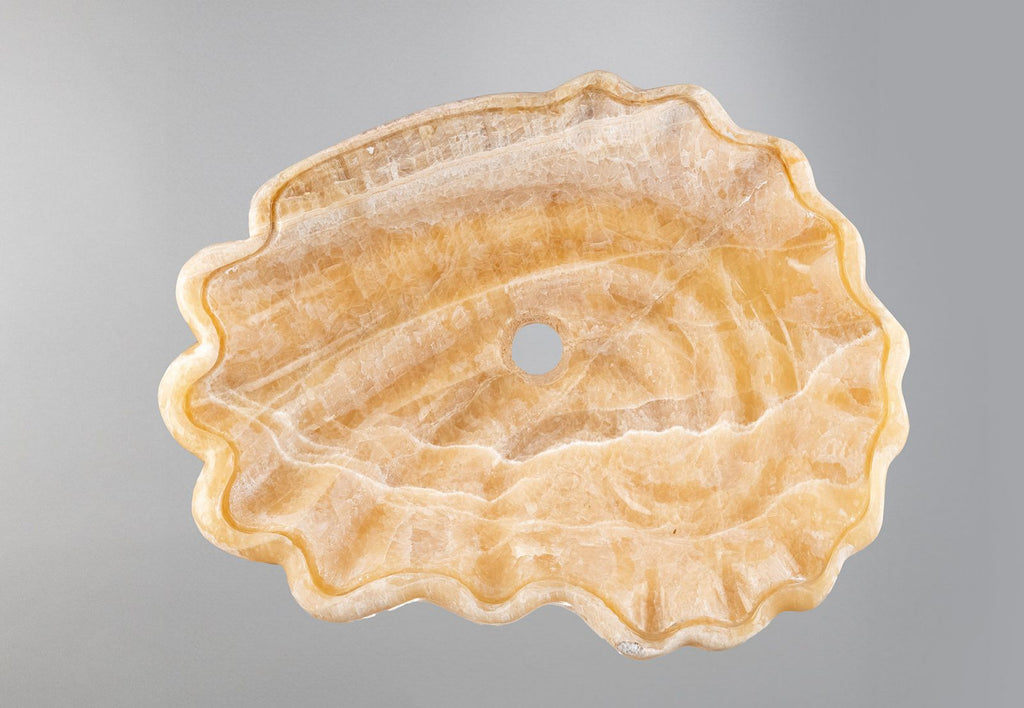 Luxury Marble Vessel Sink – Hand-Carved Natural Stone Bathroom Basin, Amber Onyx Vanity Bowl