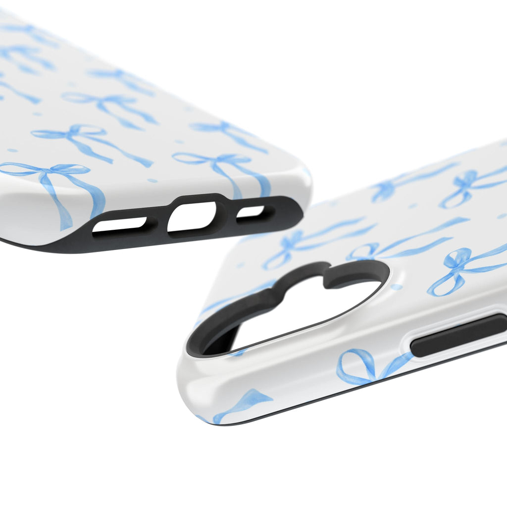 Customizable: Chic Blue Coquette Bow Impact-Resistant Phone Case