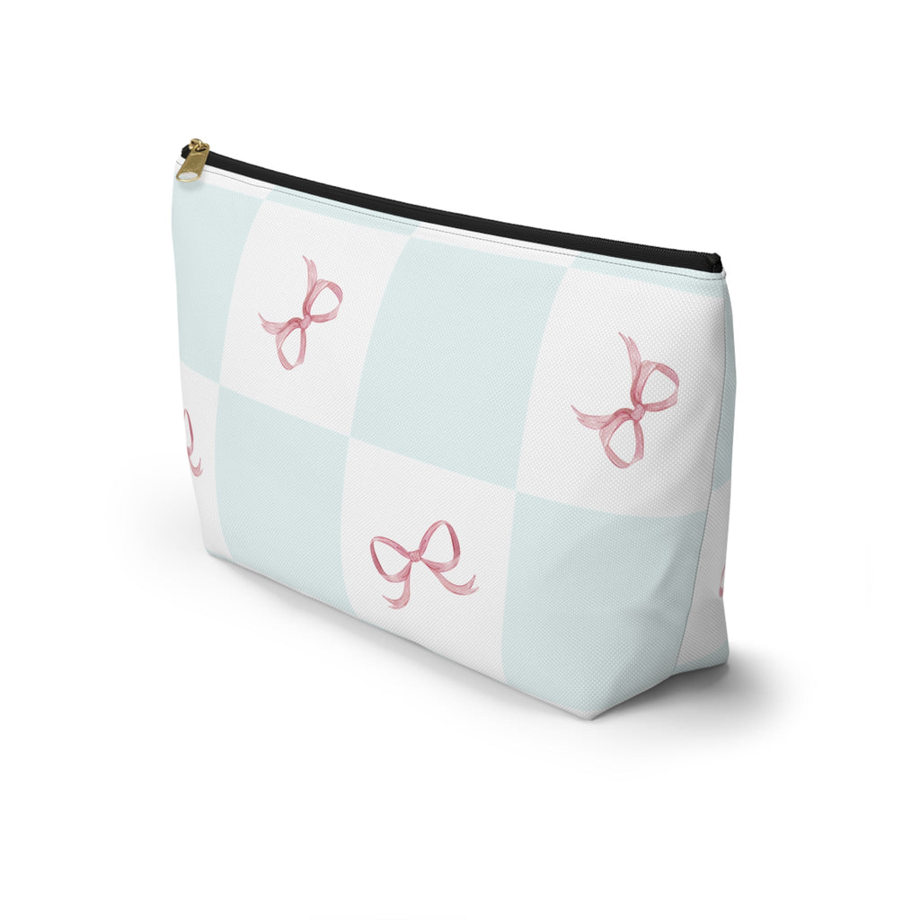 Customizable: Charming Ribbon Accessory Pouch, Makeup Bag, Gift for Her, T-bottom Style, Cute Storage, Birthday Present, Bridesmaid Gift