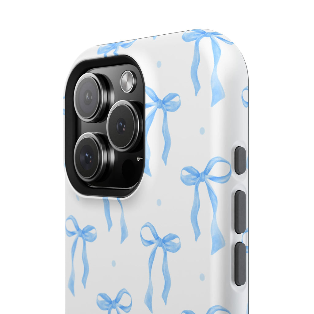 Customizable: Chic Blue Coquette Bow Impact-Resistant Phone Case