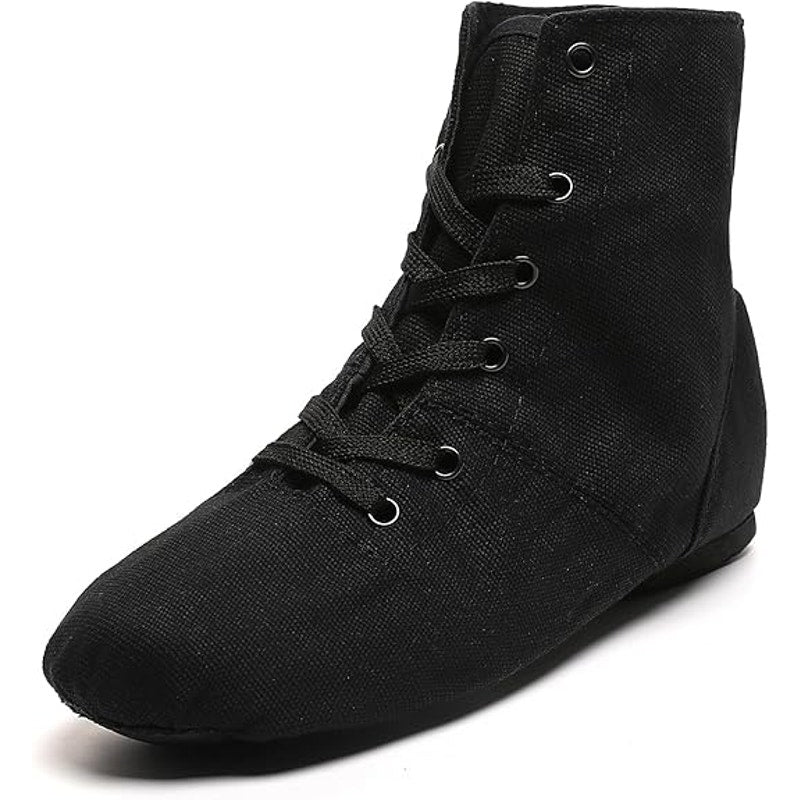 Foralod Womens Size 8 Black Jazz Boots Lace Up Round Toe High Top Dance Shoes