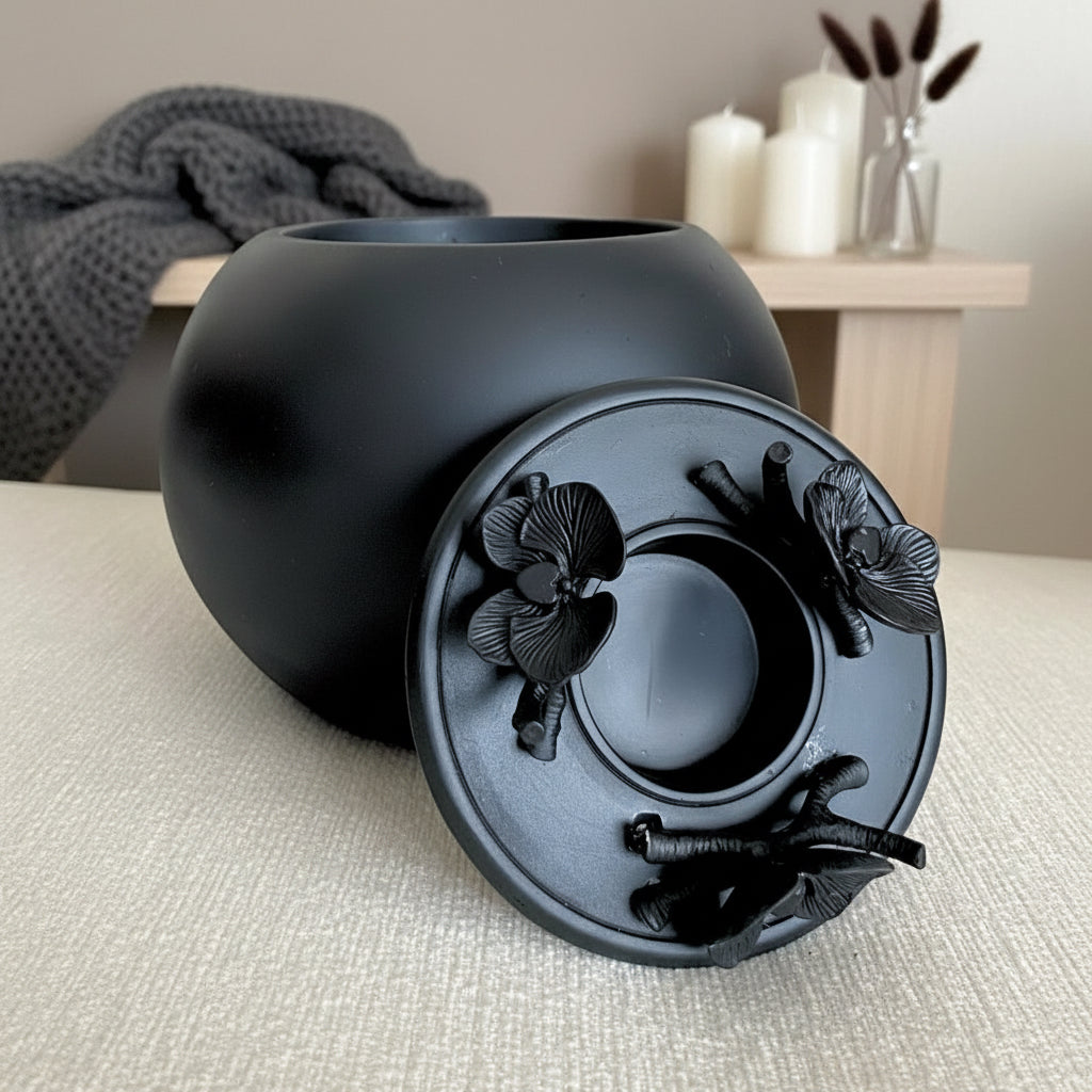 Orchid Urn for Loved ones [Keepsake Size] Handmade - NOIR