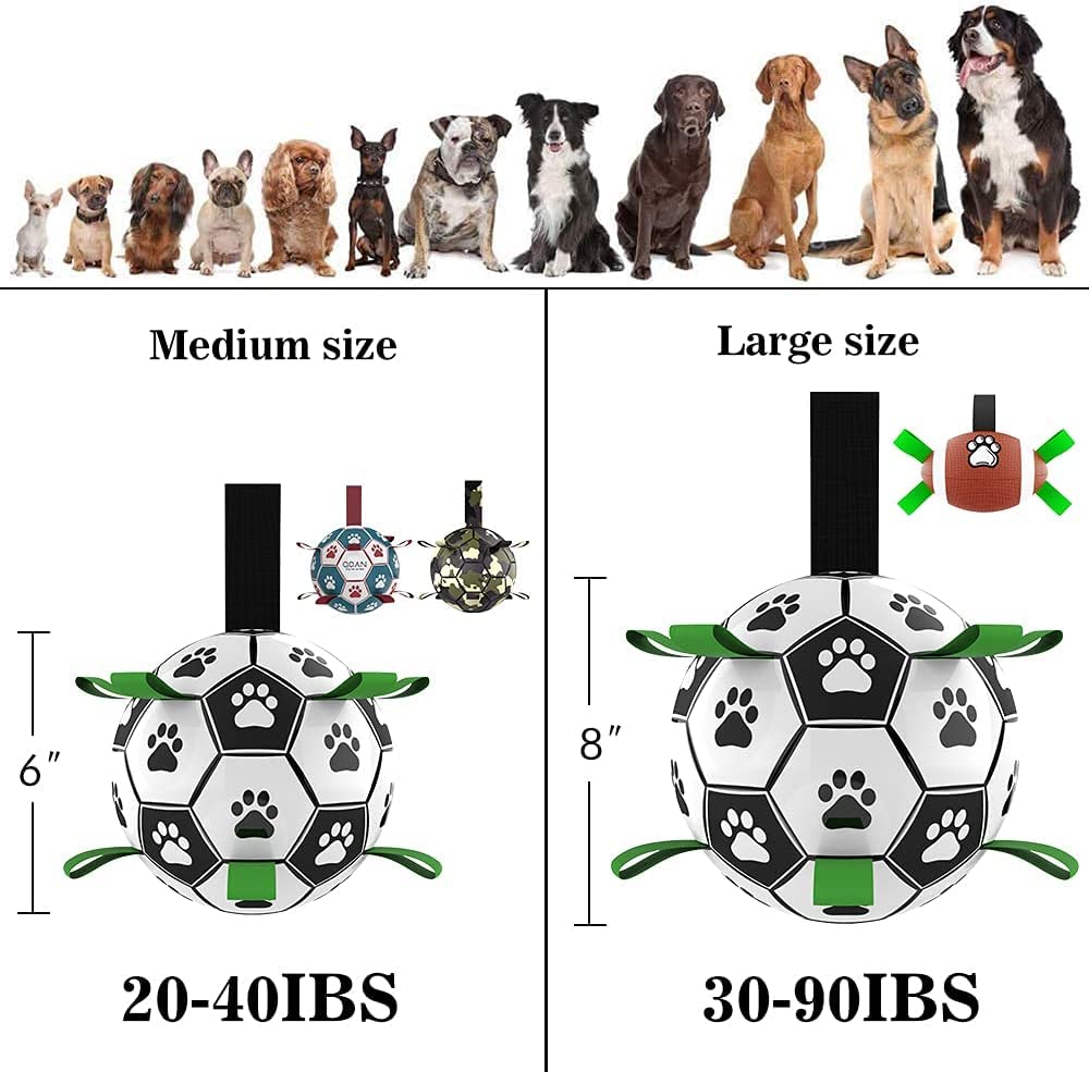 Interactive Dog Soccer Ball Toy – Durable Dog Football with Nylon Tabs for Outdoor Fetch & Training