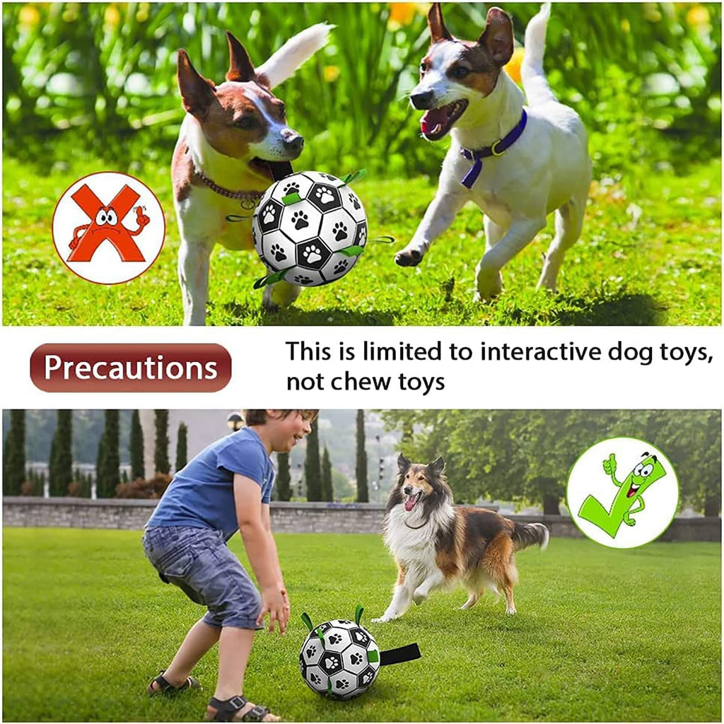 Interactive Dog Soccer Ball Toy – Durable Dog Football with Nylon Tabs for Outdoor Fetch & Training