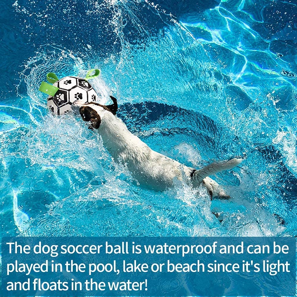 Interactive Dog Soccer Ball Toy – Durable Dog Football with Nylon Tabs for Outdoor Fetch & Training