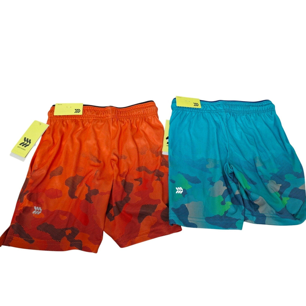 Lot of 2 New All in Motion Boys Large Elastic Drawstring Waist Long Sport Shorts