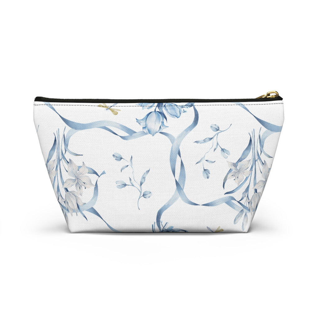 Customizable: Floral T-bottom Accessory Pouch | Gift for Her, Makeup Bag, Travel Organizer, Storage Solution, Spring Decor