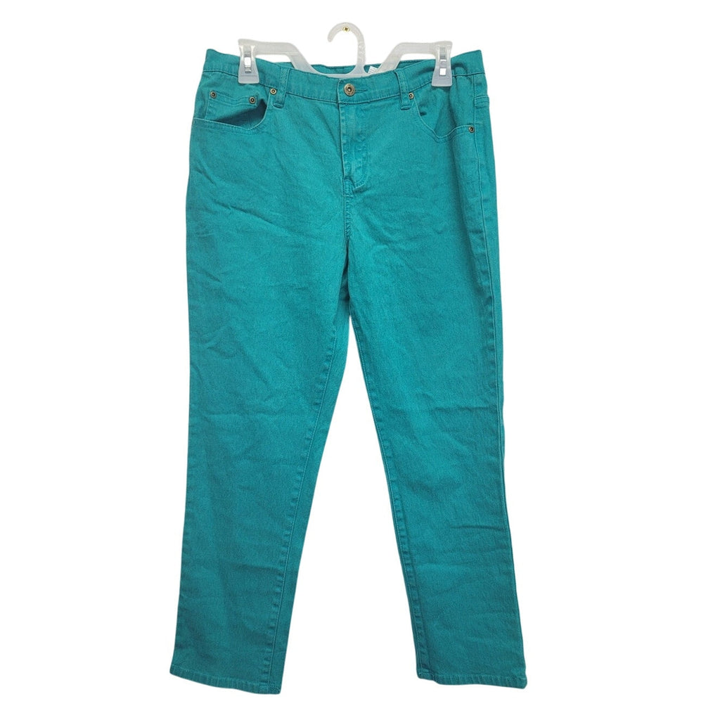 Diane Gilman Womens Size 12P Petite Sea Green Straight Leg Denim Jeans w Pockets