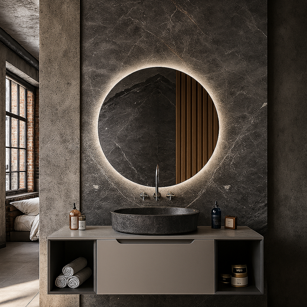 LED Bathroom Mirror – Round Backlit Vanity Mirror, Modern Lighted Wall Mirror with Warm & Cold LED