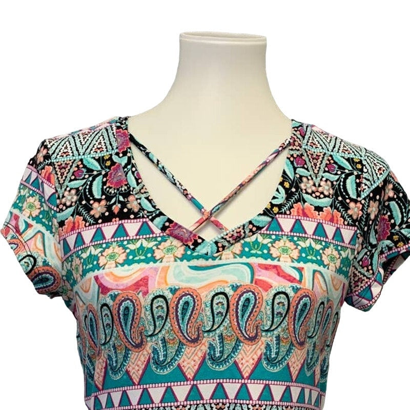 Joe Boxer Ladies Medium Super Soft Boho Floral Print Polyester Blend Long Tee