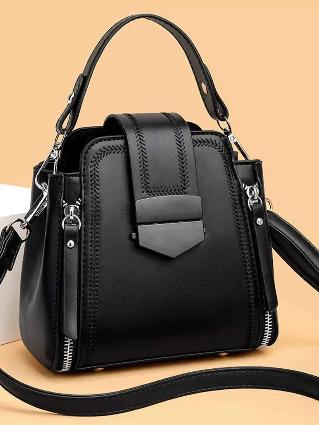 Leather Bucket Crossbody Bag