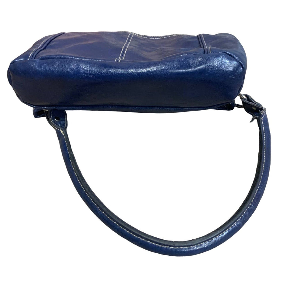 Croft & Barrow Faux Leather Single Strap Blue Handbag Purse w Lots of Pockets