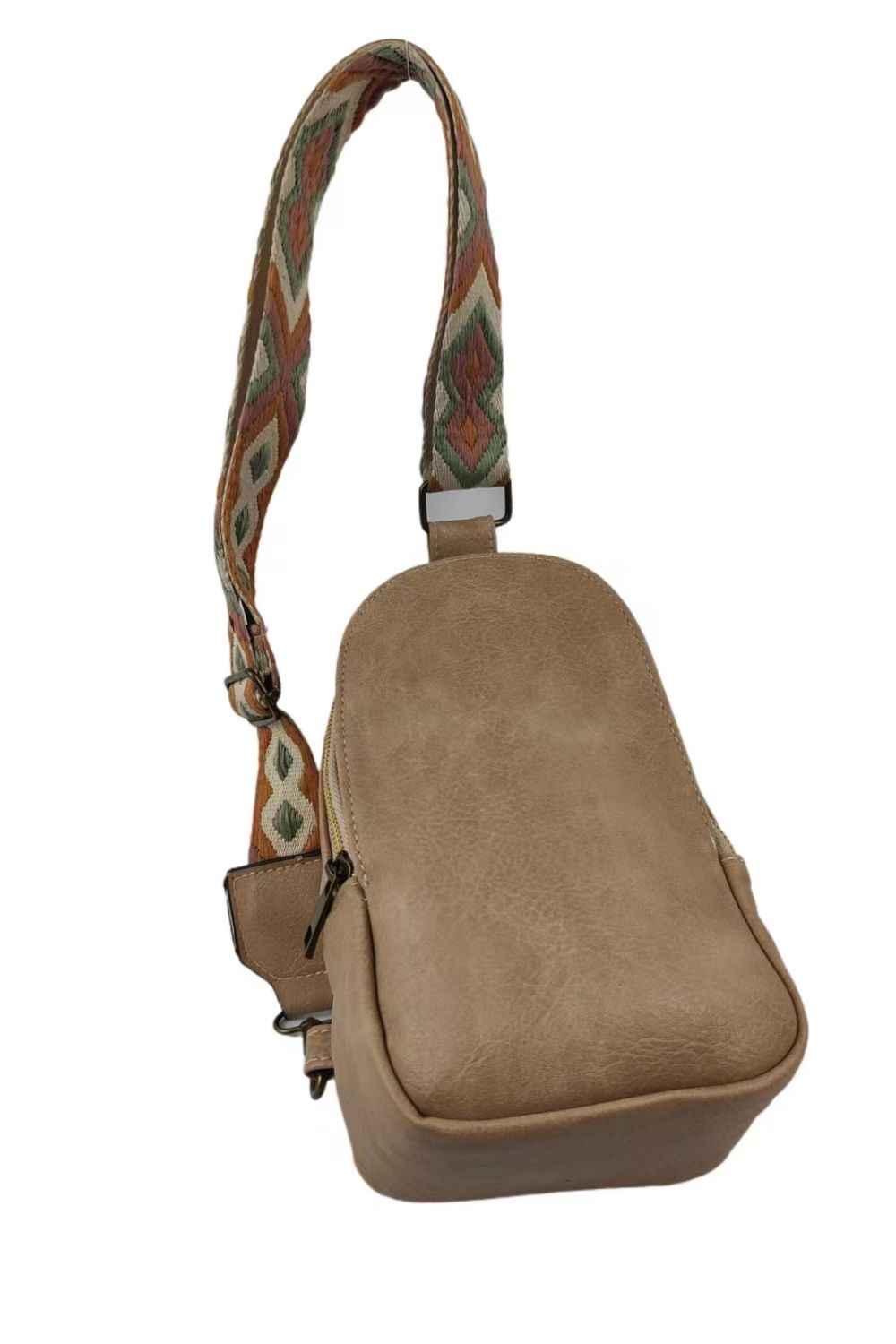 Random Pattern Adjustable Strap : Leather Sling Bag