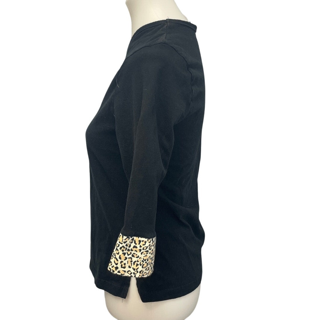 Pajama Gram Juniors Medium 100% Cotton Long Sleeve Cheeta Cuff Pajama Top